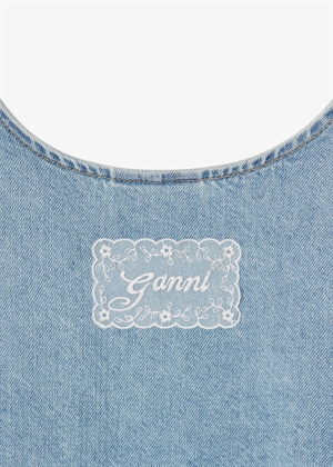 Lightweight denim frill mini kjole Light Blue Vintage A1030531Ganni 